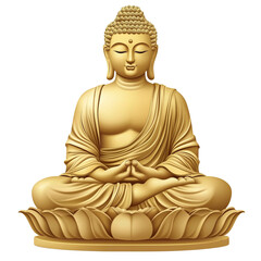 Buddha statue in meditation on a lotus flower. PNG image, transparent background