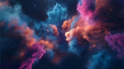 Fototapeta premium Cosmic Tapestry: A vibrant swirl of colors, forming a celestial canvas, showcasing the breathtaking beauty of nebulae in a digital artistry display.