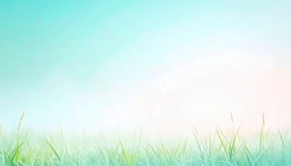 Obraz premium Morning dew on lush grass tranquil nature scene minimalist environment soft lighting