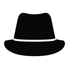 panama hats vector silhouette icon, black and white illustration of footwear.