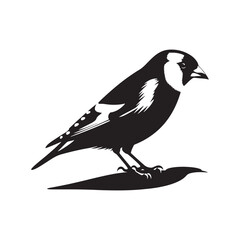 Goldfinch Bird Vector Silhouette, Elegant Bird Illustration, Minimalist Design, Vibrant Yellow Bird Outline, Nature-Inspired Art, Avian Silhouette.