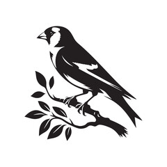 Goldfinch Bird Vector Silhouette, Elegant Bird Illustration, Minimalist Design, Vibrant Yellow Bird Outline, Nature-Inspired Art, Avian Silhouette.