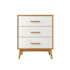 Modern wooden dresser with three drawers, featuring minimalist design and natural wood accents. This stylish furniture piece is perfect for organizing clothing and accessories any bedroom