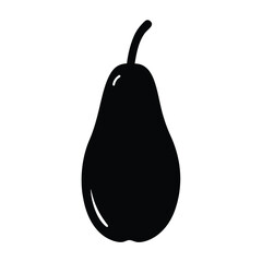 papaya vector silhouette icon, black and white illustration of fruits.