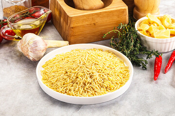 Italian raw dry pasta risoni