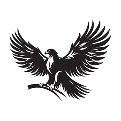 Gold Eagle Bird Vector Silhouette, Majestic Bird Illustration, Powerful Raptor Design, Bold Eagle Outline, Nature-Inspired Avian Art.