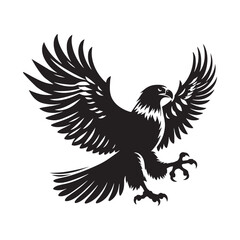 Gold Eagle Bird Vector Silhouette, Majestic Bird Illustration, Powerful Raptor Design, Bold Eagle Outline, Nature-Inspired Avian Art.