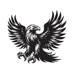 Gold Eagle Bird Vector Silhouette, Majestic Bird Illustration, Powerful Raptor Design, Bold Eagle Outline, Nature-Inspired Avian Art.