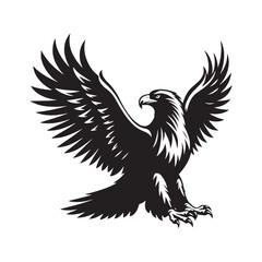 Gold Eagle Bird Vector Silhouette, Majestic Bird Illustration, Powerful Raptor Design, Bold Eagle Outline, Nature-Inspired Avian Art.