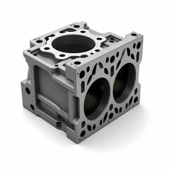 Cylinder block Automotive part machine part isolated on a white background