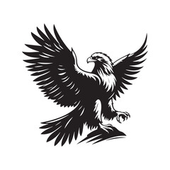 Gold Eagle Bird Vector Silhouette, Majestic Bird Illustration, Powerful Raptor Design, Bold Eagle Outline, Nature-Inspired Avian Art.