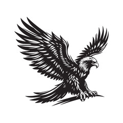 Gold Eagle Bird Vector Silhouette, Majestic Bird Illustration, Powerful Raptor Design, Bold Eagle Outline, Nature-Inspired Avian Art.