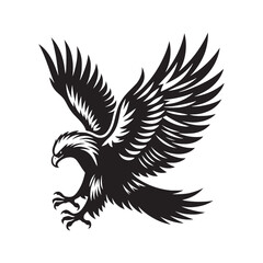 Gold Eagle Bird Vector Silhouette, Majestic Bird Illustration, Powerful Raptor Design, Bold Eagle Outline, Nature-Inspired Avian Art.