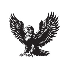 Gold Eagle Bird Vector Silhouette, Majestic Bird Illustration, Powerful Raptor Design, Bold Eagle Outline, Nature-Inspired Avian Art.