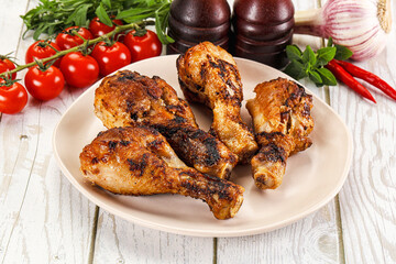 Hot and tasty chicken drumstick barbecue