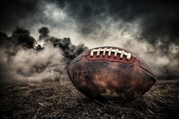 Faded football in a smoky field