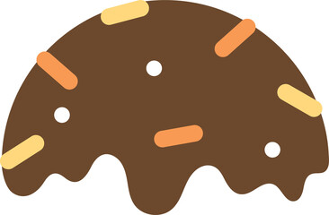Cute chocolate sauce with sprinkle ice cream topping. Flat design illustration.	