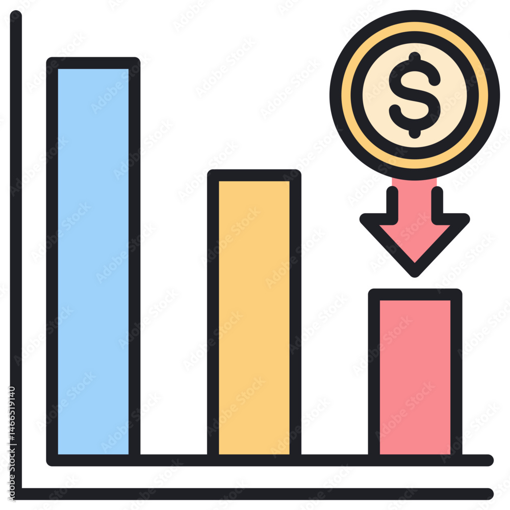 Poster reduce cost lineal color icon