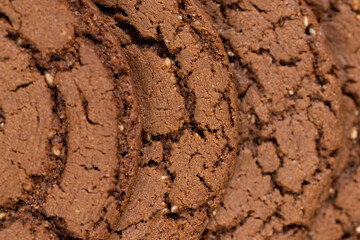 sweet chocolate biscuits on the kitchen , chocolate biscuits with real cocoa and sesame seeds. closeup