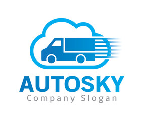 Cloud truck logo  freight trucking and cloud vector design symbol