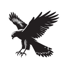 Goshawk Bird Vector Silhouette, Powerful Raptor Design, Predatory Bird Outline, Elegant Hunting Hawk Illustration, Nature-Inspired Avian Art.