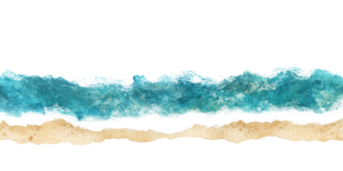Isolated Watercolor Beach and Waves