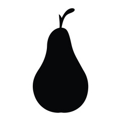pear vector silhouette icon, black and white illustration of fruits.