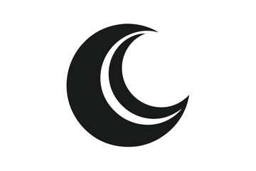 Fototapeta premium Black crescent moon is set against a clean white background during nighttime