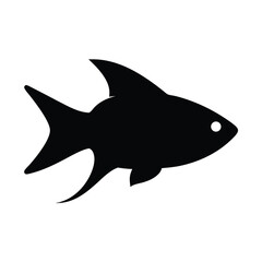 pearl gourami fish vector silhouette icon, black and white illustration of fish.