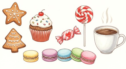 Sweets and coffee treats assortment