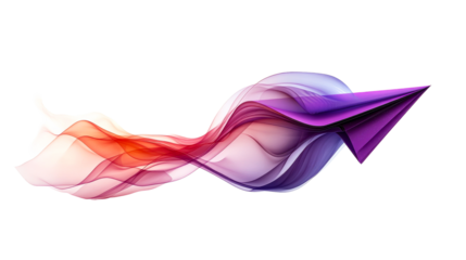 Abstract flowing ribbon with arrow shape, cut out transparent