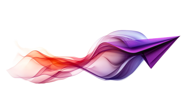 Abstract flowing ribbon with arrow shape, cut out transparent