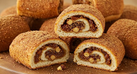 Fototapeta premium Fig rolls pastry dessert food close-up shot