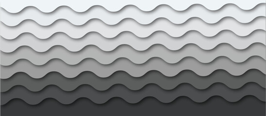 grey minimalist gradient colors abstract colorful Papercut wave pattern background for intro presentation banner, Gradient wave Smooth flow, Layered paper texture seamless backdrop 
