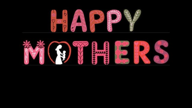 Elegant Happy Mother's Day Text Animation with Floral Design