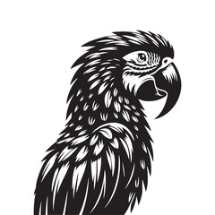 Great Green Macaw Bird Vector Silhouette, Vibrant Parrot Design, Tropical Bird Illustration, Colorful Avian Outline, Nature-Inspired Art.