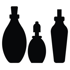 perfume atomizers vector silhouette icon, black and white illustration of footwear.