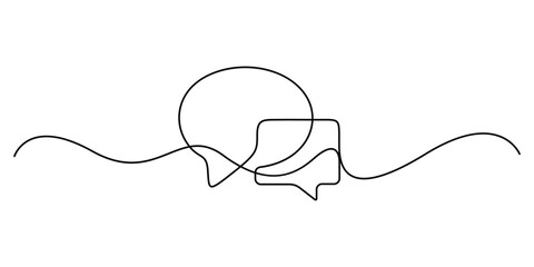 Obraz premium Speech Bubble continuous one line icon, Single line drawing of speech bubble icon. Talk text box, feedback message box and comment vector, Speech Bubbles continuous line icon. Vector illustration