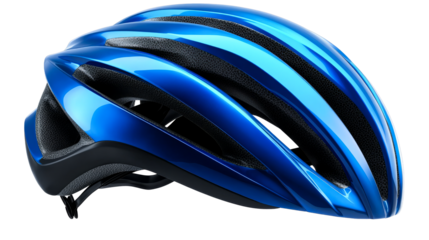 Vibrant Blue Bicycle Helmet, Head Protection Equipment, cut out transparent