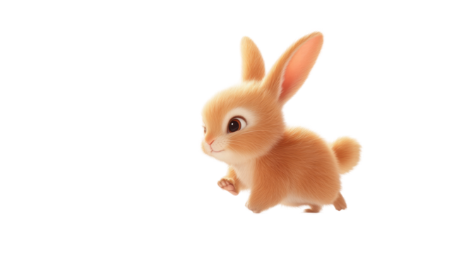 Isolated Orange Bunny Running