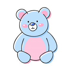 Naklejka premium Cute blue teddy bear with pink accents and a friendly expression.