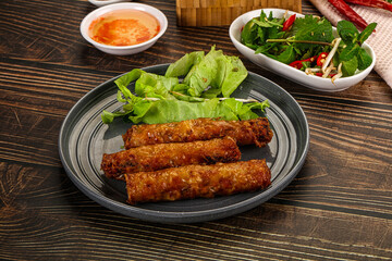 Fried Vietnamese spring roll with special sauce