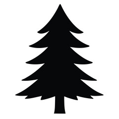 pine tree vector silhouette icon, black and white illustration of trees.