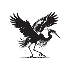 Great Blue Heron Bird Vector Silhouette, Elegant Wading Bird Illustration, Majestic Water bird Design, Nature-Inspired Avian Outline Art.