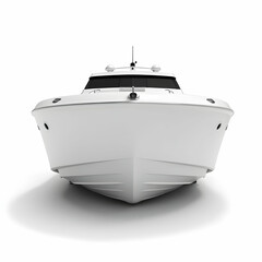 The image of white luxury motor boat luxury motor boat front view isolated on white