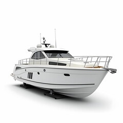 The image of white luxury motor boat luxury motor boat front view isolated on white