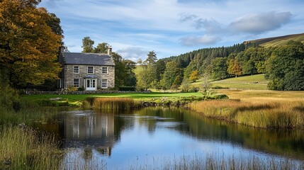 Fototapeta premium A mindfulness retreat in a scenic countryside setting, ultimate relaxation