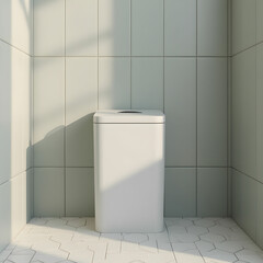 Trash bin in a bathroom cleaning concept