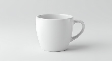 Fototapeta premium White Ceramic Mug Isolated on Simple Background Still Life