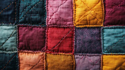 Colorful patchwork quilt detail